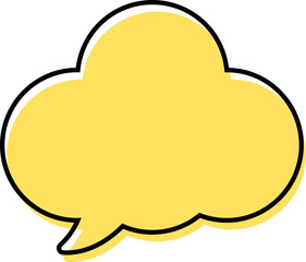 Cute yellow doodle speech bubble hand drawn for decoration