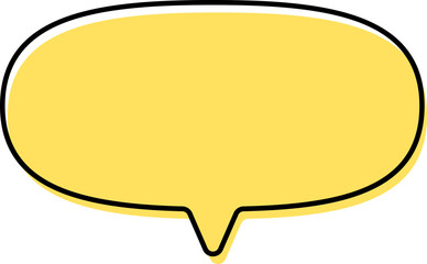 Cute yellow doodle speech bubble hand drawn for decoration