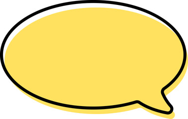 Cute yellow doodle speech bubble hand drawn for decoration