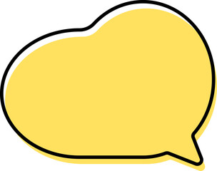 Cute yellow doodle speech bubble hand drawn for decoration