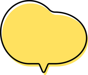 Cute yellow doodle speech bubble hand drawn for decoration