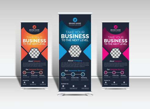 Stylish corporate business roll up banner signage standee template unique design