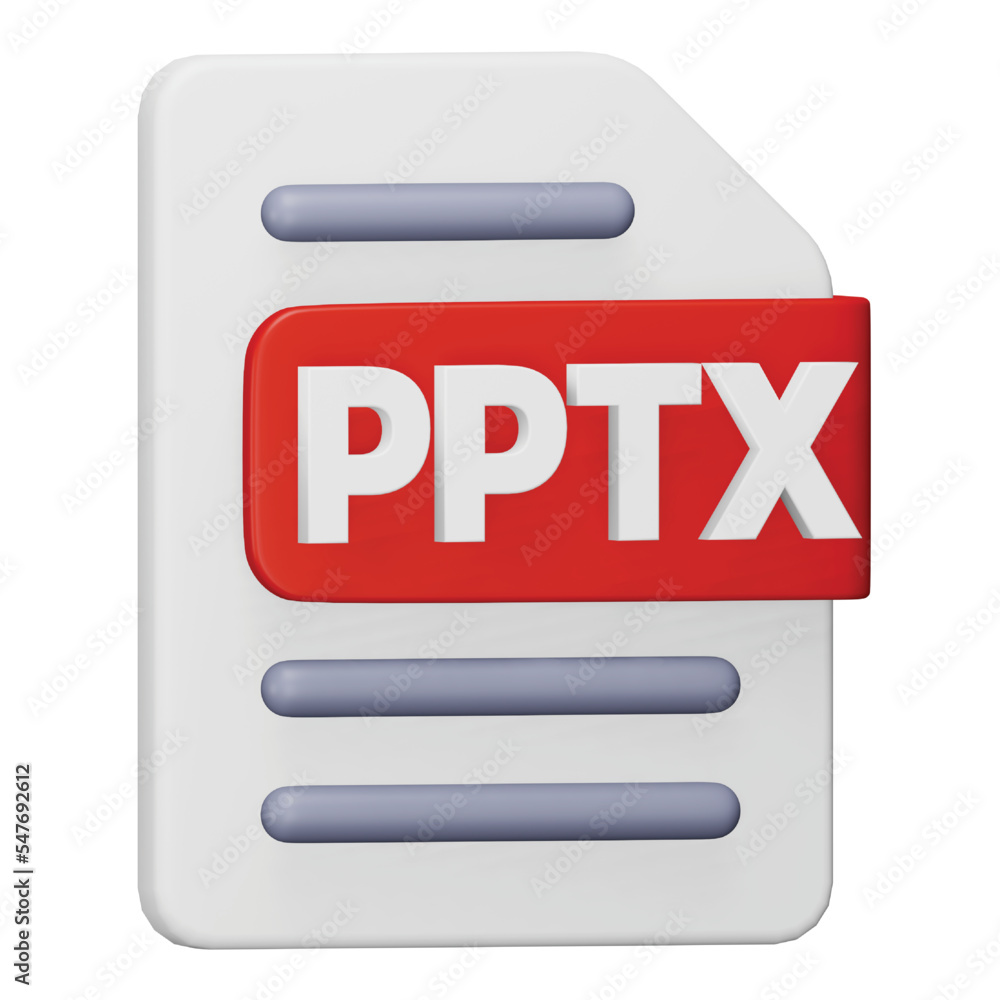 Poster pptx file format 3d rendering isometric icon.