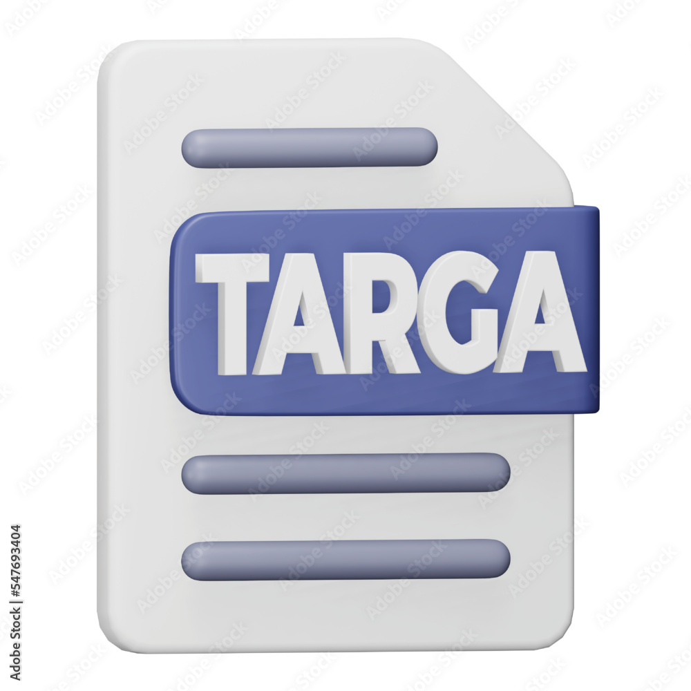Poster targa file format 3d rendering isometric icon.