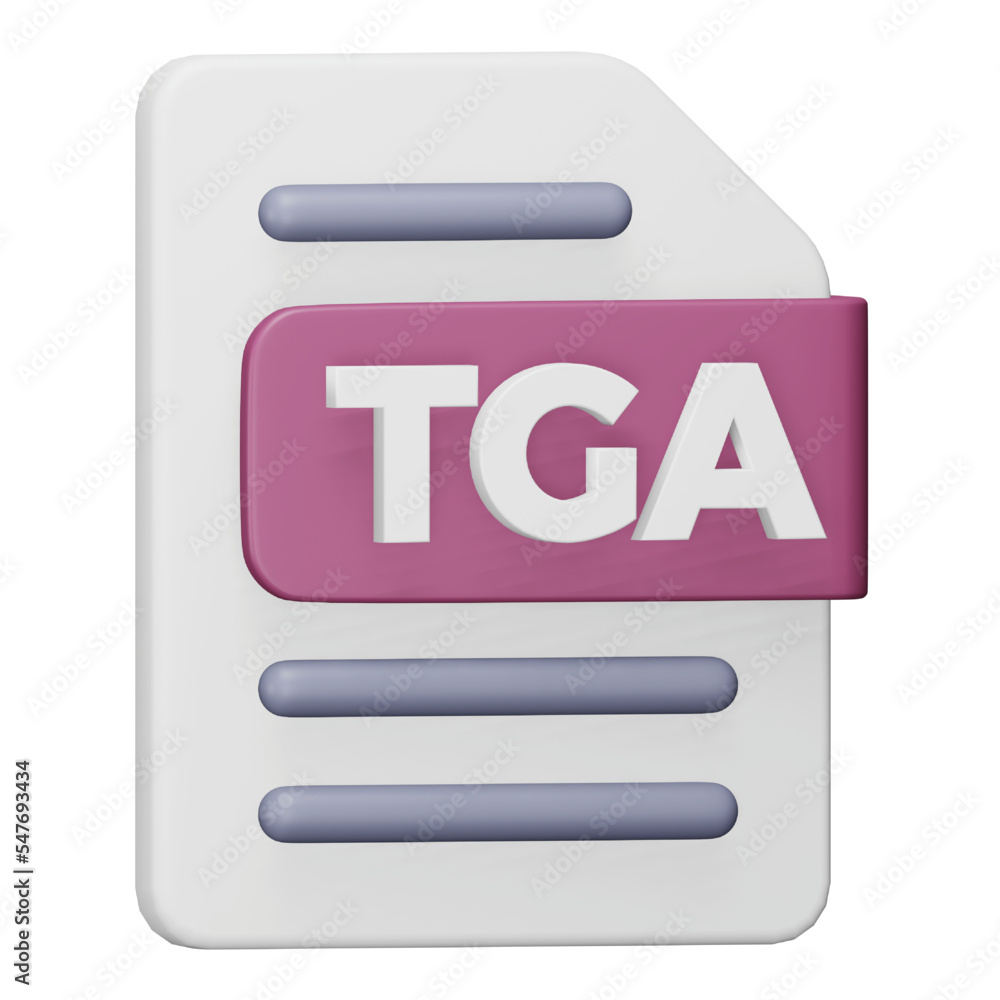 Poster tga file format 3d rendering isometric icon.