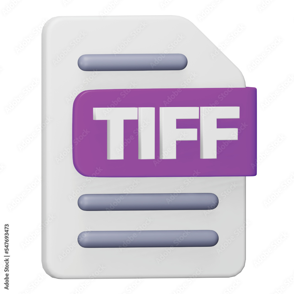 Poster tiff file format 3d rendering isometric icon.