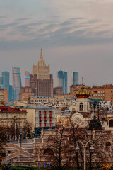 Fototapeta premium view of one of Stalin's skyscrapers in Moscow