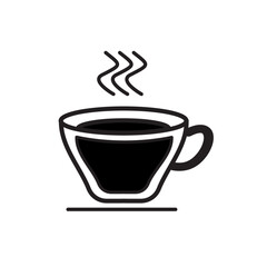 Smoky, warm, hot coffee single cup icon. Cup of coffee icon vector. Can be used for symbols, signs on drink menus, cafes, restaurants or drink theme websites.