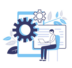 flat design  illustration of business person with gear
