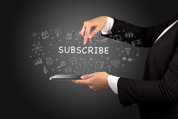 Close-up of a touchscreen, social media concept