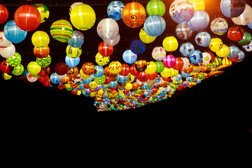 Chinese lanterns on festival .Winter season concept.
