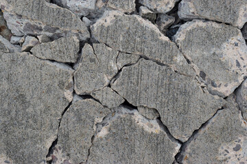 cracked cement floor. broken cement floor. cracked construction, damaged road, cracked concrete, destroyed cement, road, broken construction