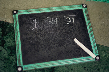 chalkboard on floor. writing concept