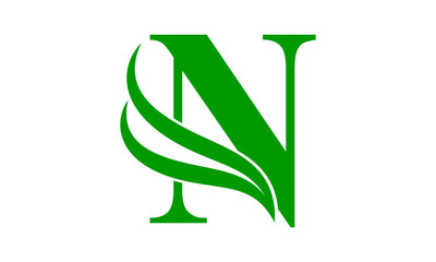 Capital Initial letter N logo with wings symbol. Wings design element, initial Letter N logo Icon, Initial Logo Template