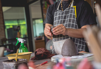 The master class in big workshop on making clay products