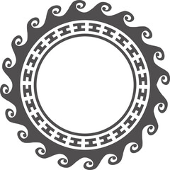 Circle Greek frame. Round meander border. Decoration elements pattern.