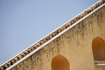 Sundial at Astronomical Observatory at Jantar Mantar in Jaipur, India. World's largest stone...