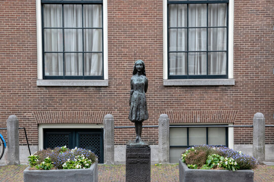 Statue Anne Frank At Amsterdam The Netherlands 16-8-2021