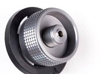 Fitting for gas cylinder on white background, isolated.