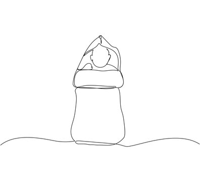 recommend clip art: Newborn lies in a sleeping bag, nest bag one line art. Continuous line drawing of child, childhood, newborn, new life, son, daughter, motherhood, baby, swaddling, baby sleep, safety.