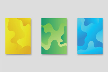 Set of neo-Memphis style covers. Collection of cool bright covers. Abstract shapes compositions. Vector.