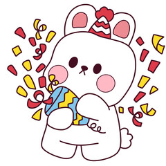 New Year 2023, the year of the rabbit, red and gold line art characters, simple hand-drawn Asian elements with craft (Chinese translation: Happy Chinese New Year 2023, year of the rabbit).