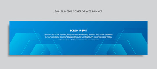 social media cover design or web banner with hexagon shape