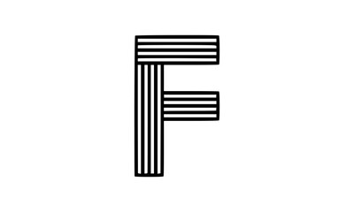 Vector Logo of Modern Alphabet Letter F, Parallel lines stylized rounded font