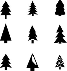 Obraz premium Vector Christmas trees icons set on white background.eps