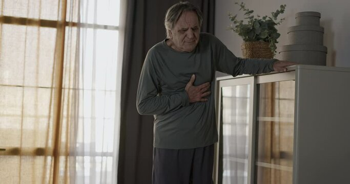 Old man with heart attack