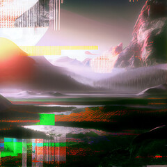 Glitch art abstract background.