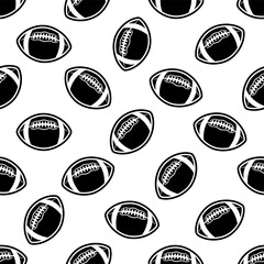 Rugby balls seamless pattern background image. American football repeating tile background wallpaper texture design vector art. © Artoholics