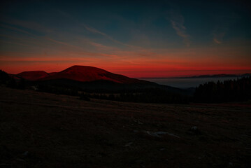 sunset over the mountains