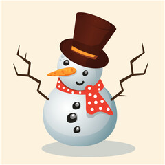 Snowman card, holidays wallpaper, winter illustration