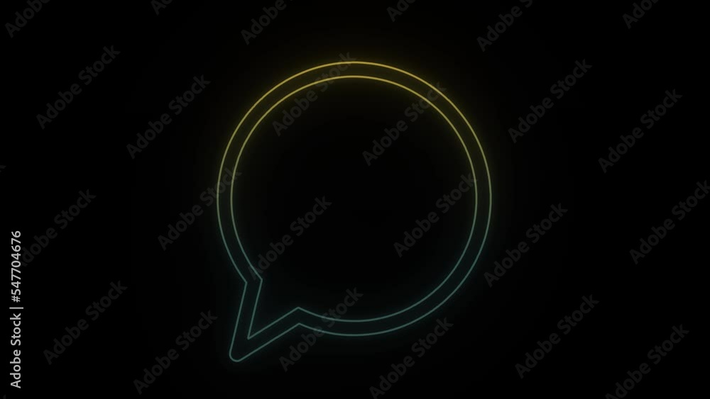 Poster glowing neon message icon on black background. message from a loved one. 4k video animation for moti