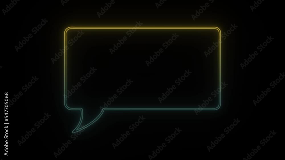 Poster glowing neon message icon on black background. messages at the business enterprise. 4k video animati