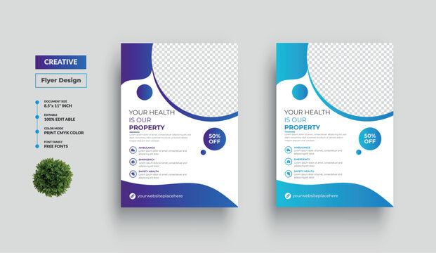 Medical health care and clinic Flyer Design And Square web banner template