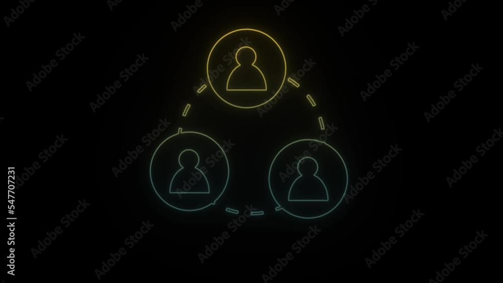 Poster glowing neon communications icon on black background. communication at the enterprise. 4k video anim