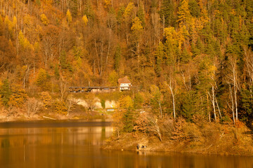 view of the Pilchowice lake in the Bóbr valley near Jelenia Góra in Poland  © magdagalkiewicz