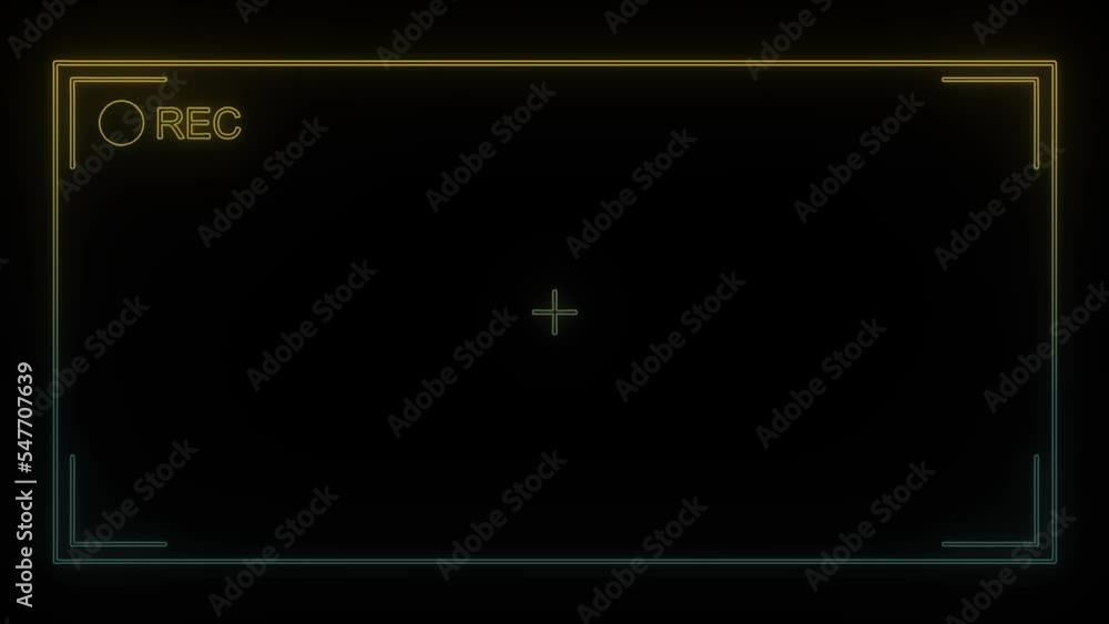 Poster glowing neon screen cameras icon on black background. video recording. screen cameras. 4k video anim
