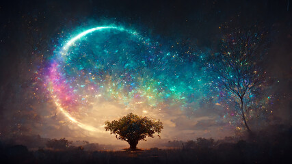 Fototapeta na wymiar Fantasy Magic Tree of Life, concept art