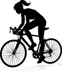 Fototapeta premium Woman Bike Cyclist Riding Bicycle Silhouette