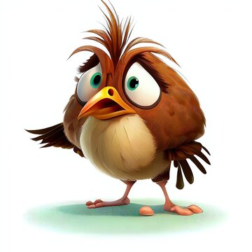 recommend clip art:  a bird with a surprised look on its face and eyes Generative AI