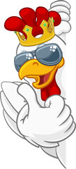 Cool King Chicken Rooster Cockerel Bird Cartoon