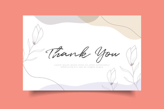 thank you card tempalte with minimalist hand drawn background