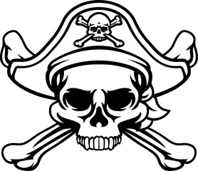 Pirate Hat Skull and Crossbones Cartoon