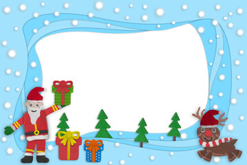 plasticine colorful christmas snow santa calus border background