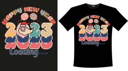 RETRO HAPPY NEW YEAR 2023 GROOVY SUBLIMATION T SHIRT DESIGN