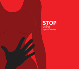 Stop violence against women. Vector illustrations.