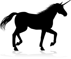 Unicorn Silhouette Horned Horse